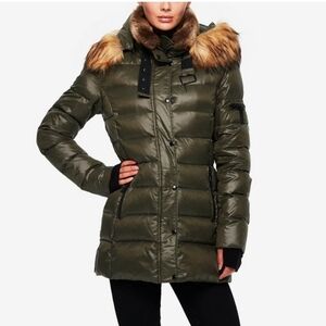 S13 NY faux fur hooded puffer jacket